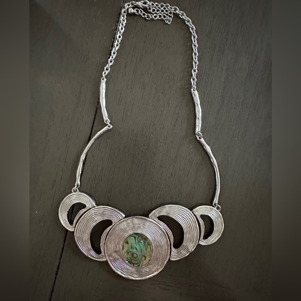Silver Necklace with Abalone Accent